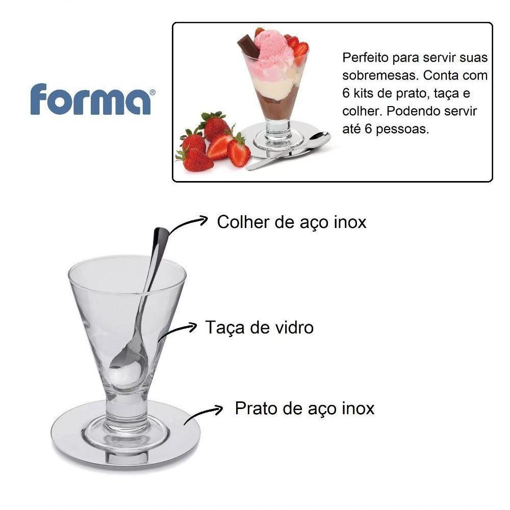 Kit Para Servir Sorvete Sobremesas 6 Conjuntos Taça De Vidro Multiuso Milk Shake Doces Salada Fruta - 7