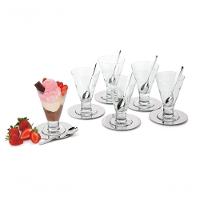 Kit Para Servir Sorvete Sobremesas 6 Conjuntos Taça De Vidro Multiuso Milk Shake Doces Salada Fruta - 1