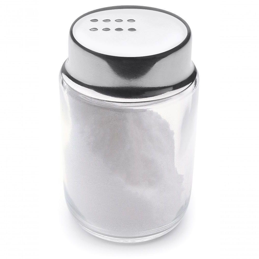 Saleiro Pimenteiro Porta Sal Dispenser Vidro Tampa Inox 100g Mesa Servir Pote Dispenser Temperos - 1