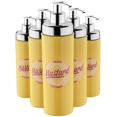 Conjunto Com 6 Potes Dispenser Para Molho Mostarda 300ml Bisnaga Com Valvula Dosadora Restaurante