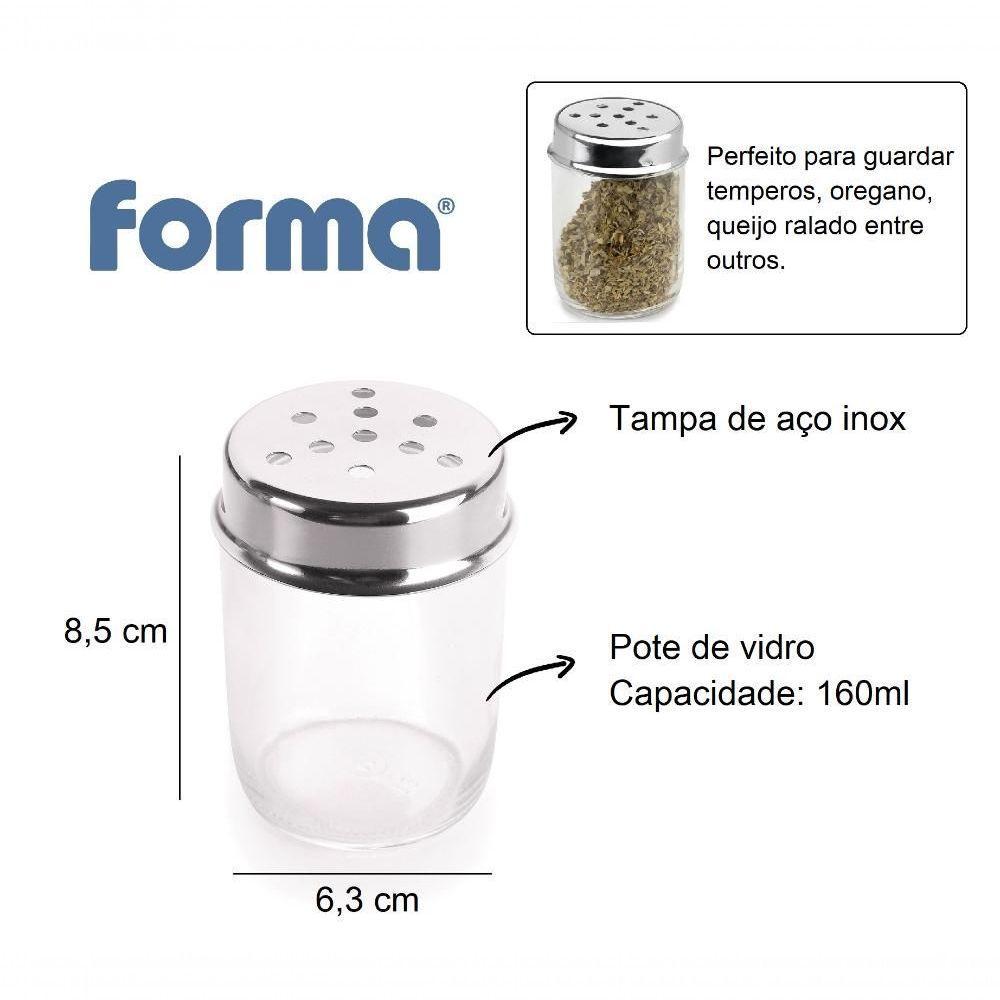 Pote De Vidro Para Temperos Orégano Queijo Ralado 160g Sal Condimentos Chás Ervas Tampa De Aço Inox - 2