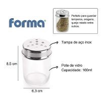 Pote De Vidro Para Temperos Orégano Queijo Ralado 160g Sal Condimentos Chás Ervas Tampa De Aço Inox - 2