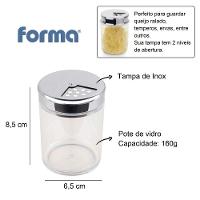 Pote De Vidro Para Queijo Ralado Queijeira Temperos 160g Oregano Ervas Multiuso Tampa Aço Inox - 3