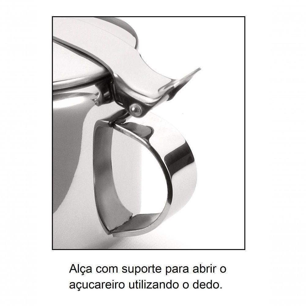 Açucareiro Inox Pote Para Açucar 250g Com Colher Aço Inoxidavel Mesa Chá Café Casa Cozinha Mesa - 2