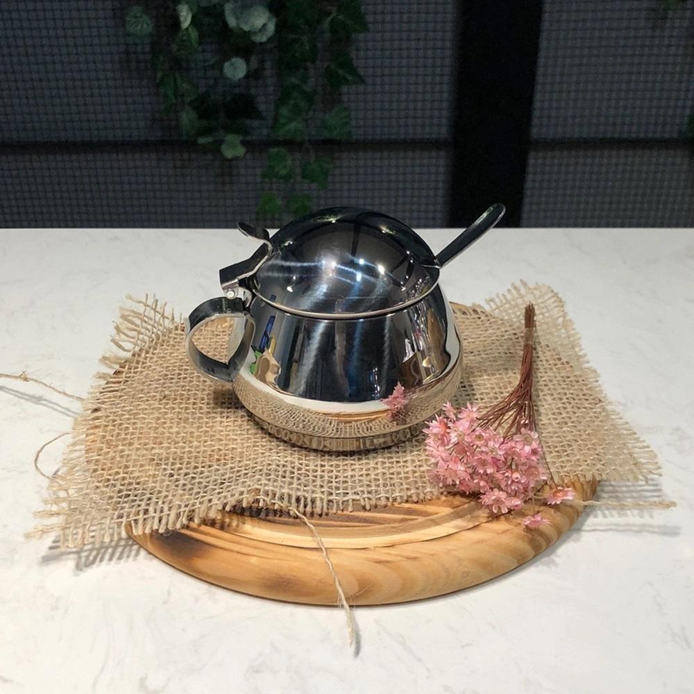 Açucareiro De Mesa Todo De Inox 250g Acompanha Colher Lyr Porta Açucar Servir Chá Café Casa Cozinha - 4