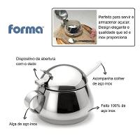 Açucareiro De Mesa Todo De Inox 250g Acompanha Colher Lyr Porta Açucar Servir Chá Café Casa Cozinha - 5