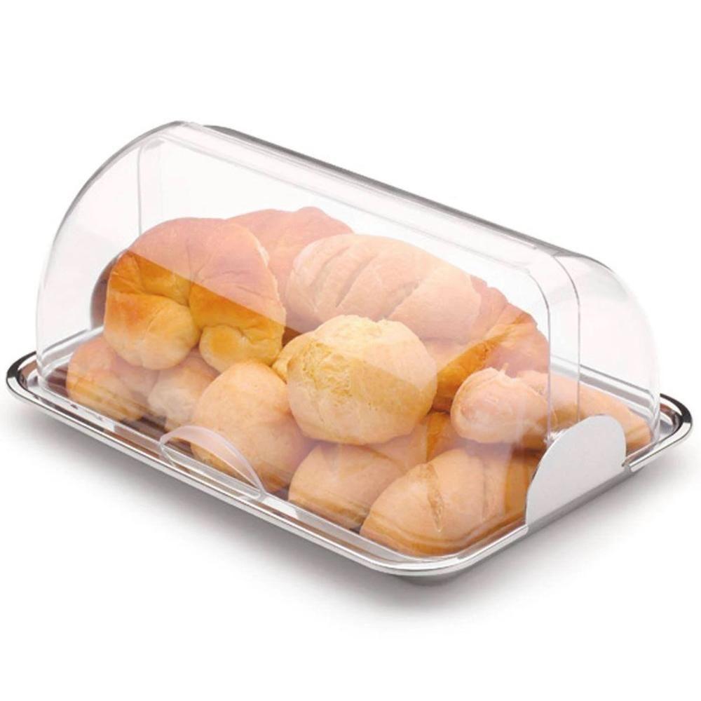 Porta Pão Inox Cúpula Acrílico Basculante Vision Multiuso - 7