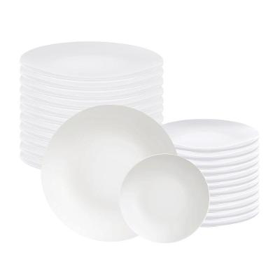 Jogo De Pratos Rasos E Sobremesa 24 Peças Leonora Em Porcelana Branco - Tramontina