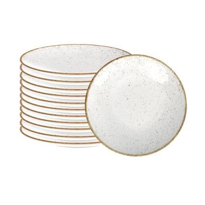 Conjunto 12 Pratos Sobremesa Rústico Marrom em Porcelana Decorada 21cm Tramontina