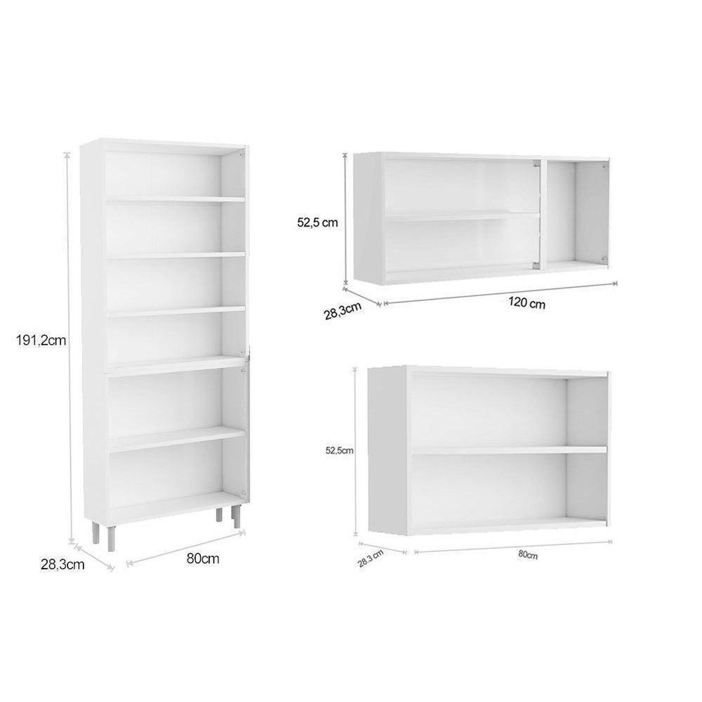 Cozinha Modulada Bertolini Evidence  3 Peças (2 Armários + 1 Paneleiro) CPT60 Branco - 3