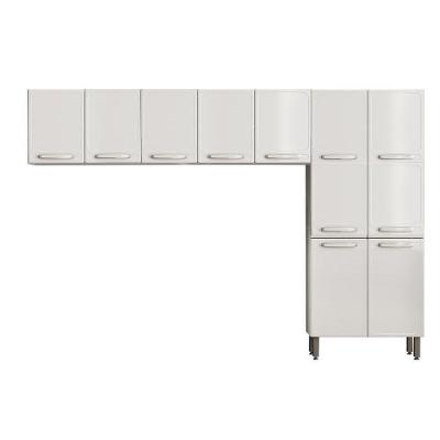 Kit de Cozinha Completa 3 Peças Evidence em Aço 80cm Branco com Paneleiro e Armários