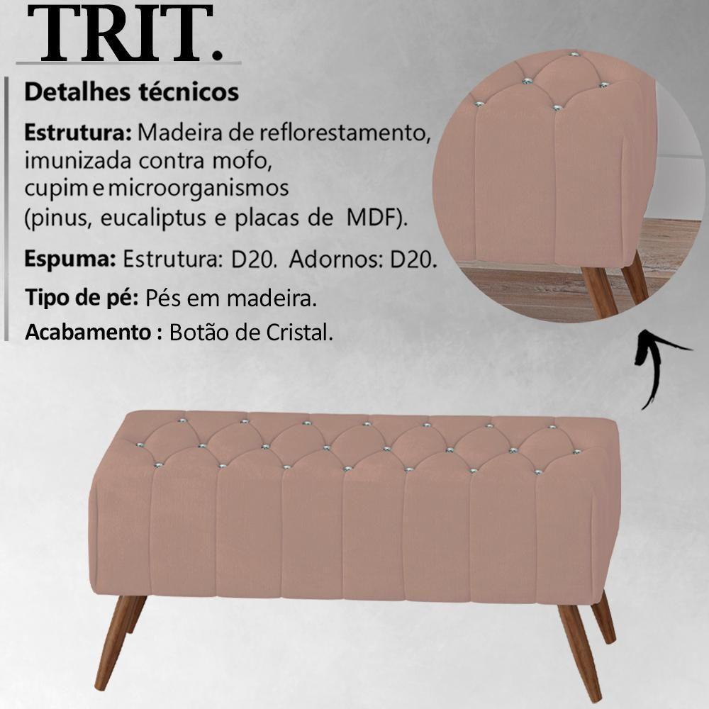 Puff Puf Para Sala 100 Cm Pes Madeira Trit Veludo Sl 949 Peer Sl 949 - 2