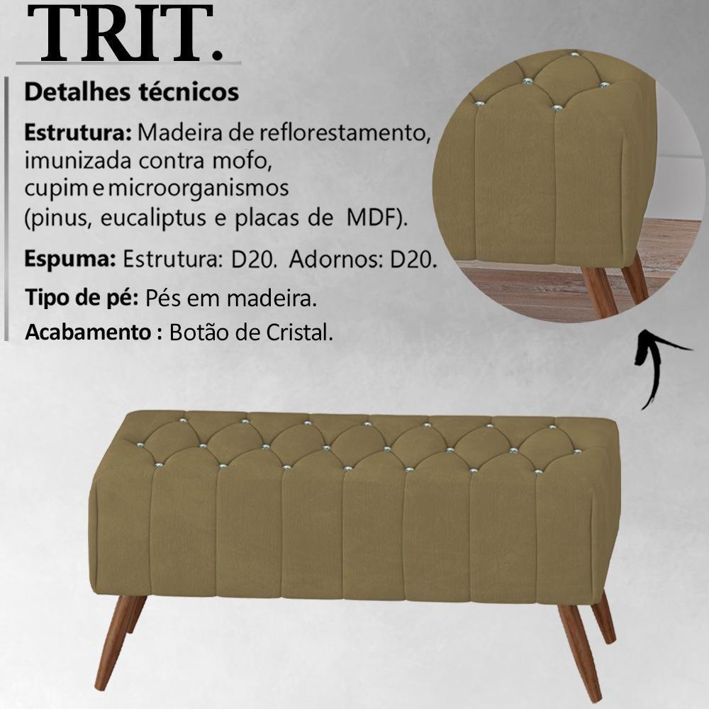Puff Puf Para Sala 100 Cm Pes Madeira Trit Veludo Sl 945 Peer Sl 945 - 7