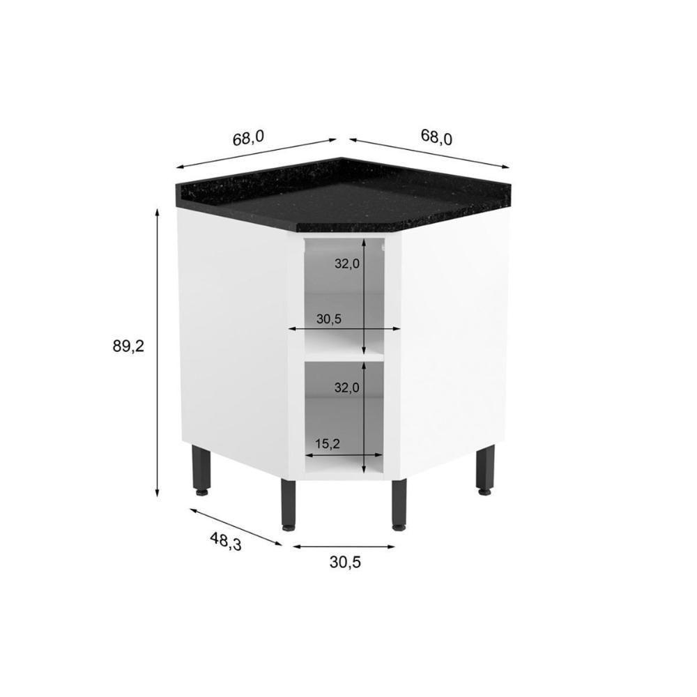 Módulo Cozinha Bertolini Evidence Balcão Canto Oblo  7115 1 Porta c/Tampo Branco - 5