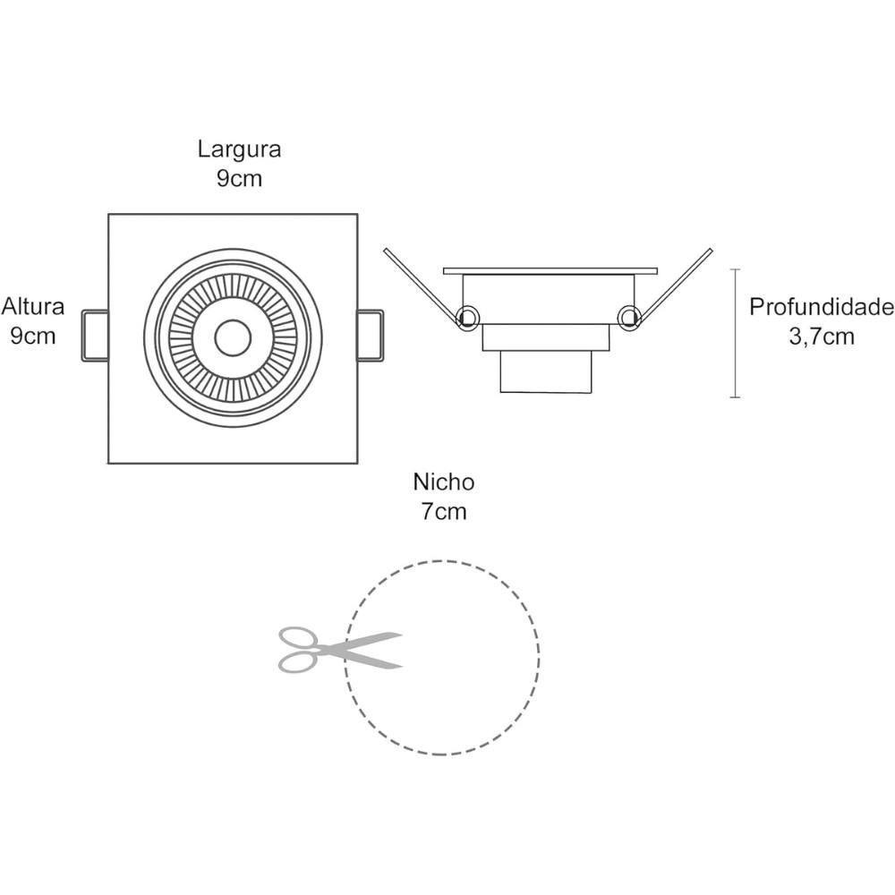 Spot Led Integrado Moderno Decoração Embutir Quadrado 5w Bivolt 3000k Branco - 4