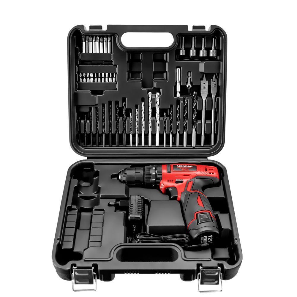 Pi-11ma - Parafusadeira E Furadeira Com Maleta Bivolt - Mondial Paraf. E Furad. Impacto Pi-11ma Bivolt - 1
