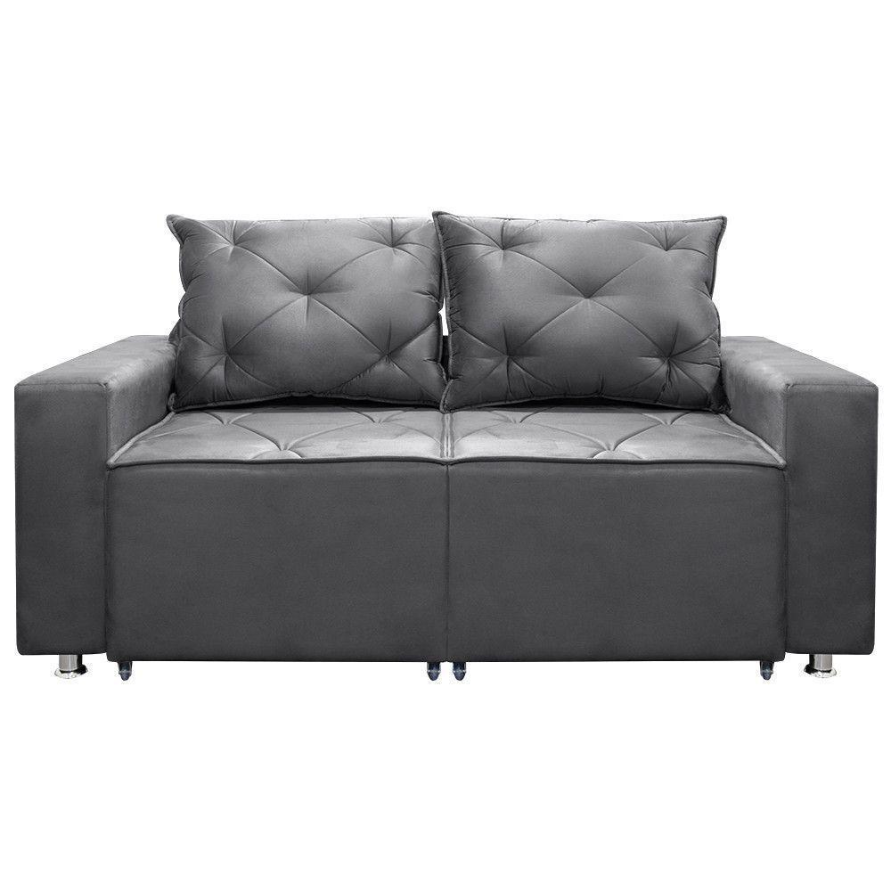 Sofá Retrátil E Reclinável 2 Lugares Bariloche 1.50cm C/ Molas - Veludo Cinza Chumbo - 4