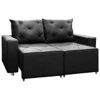 Sofá Retrátil E Reclinável 2 Lugares Bariloche 1.50cm C/ Molas - Veludo Preto - 1