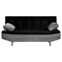 Sofá Cama Valencia 3 Lugares Reclinável Material Preto Com Chumbo - Star Confort Preto Com Chumbo - 2