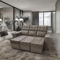 Sofá Retrátil E Reclinável 3 Lugares Londres 2.10cm C/molas - Veludo Marrom Castor