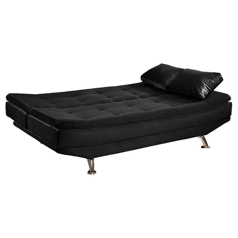 Sofá Cama Valencia 3 Lugares Reclinável Material Sintético Preto - Star Confort Preto - 5