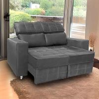 Sofá Retrátil E Reclinável 2 Lugares Londres 1.60cm C/molas - Veludo Cinza Chumbo - 3