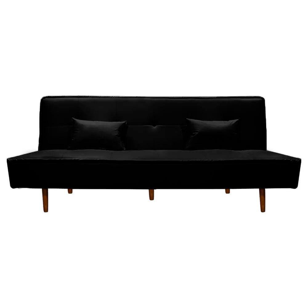 Sofá Cama Silver 3 Lugares Reclinável 1,92 Material Sintético Preto Star Confort Preto - 4