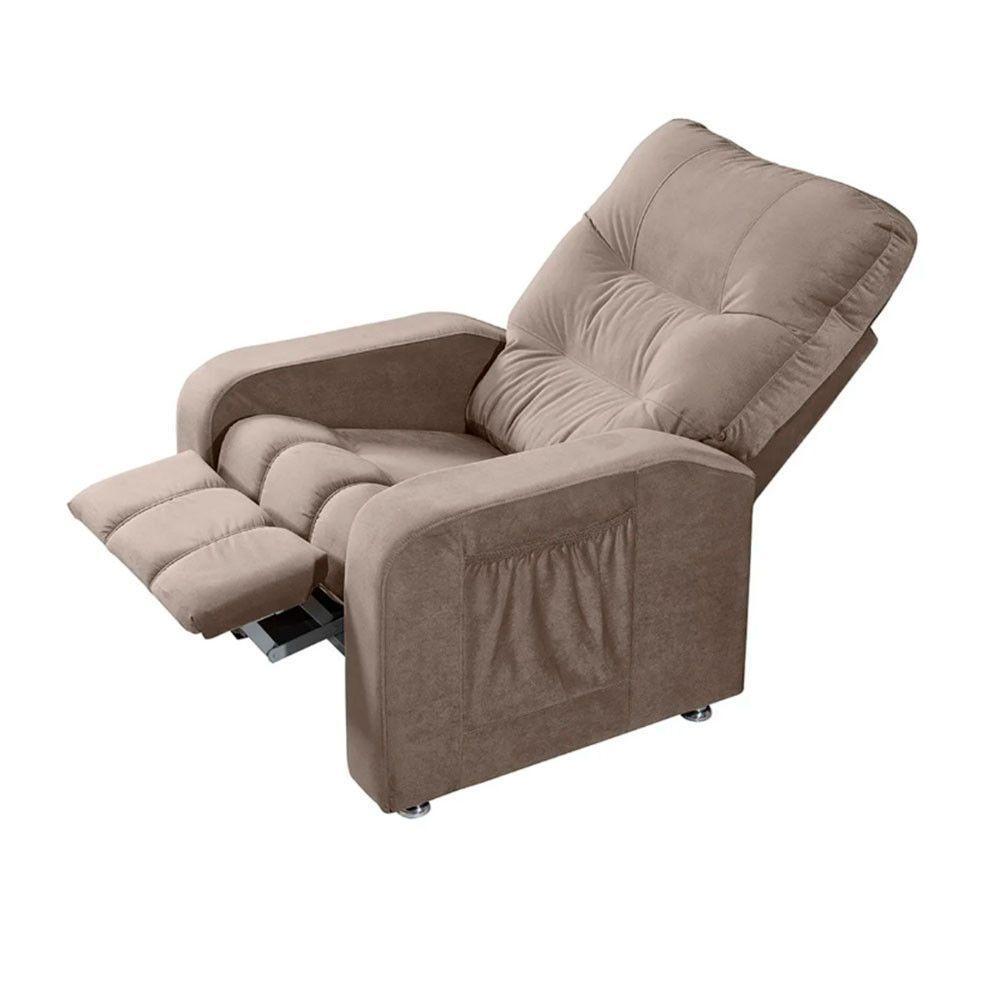 Poltrona Do Papai Reclinável Maldivas Suede Bege Marfim Plus Star Confort Bege Marfim - 5