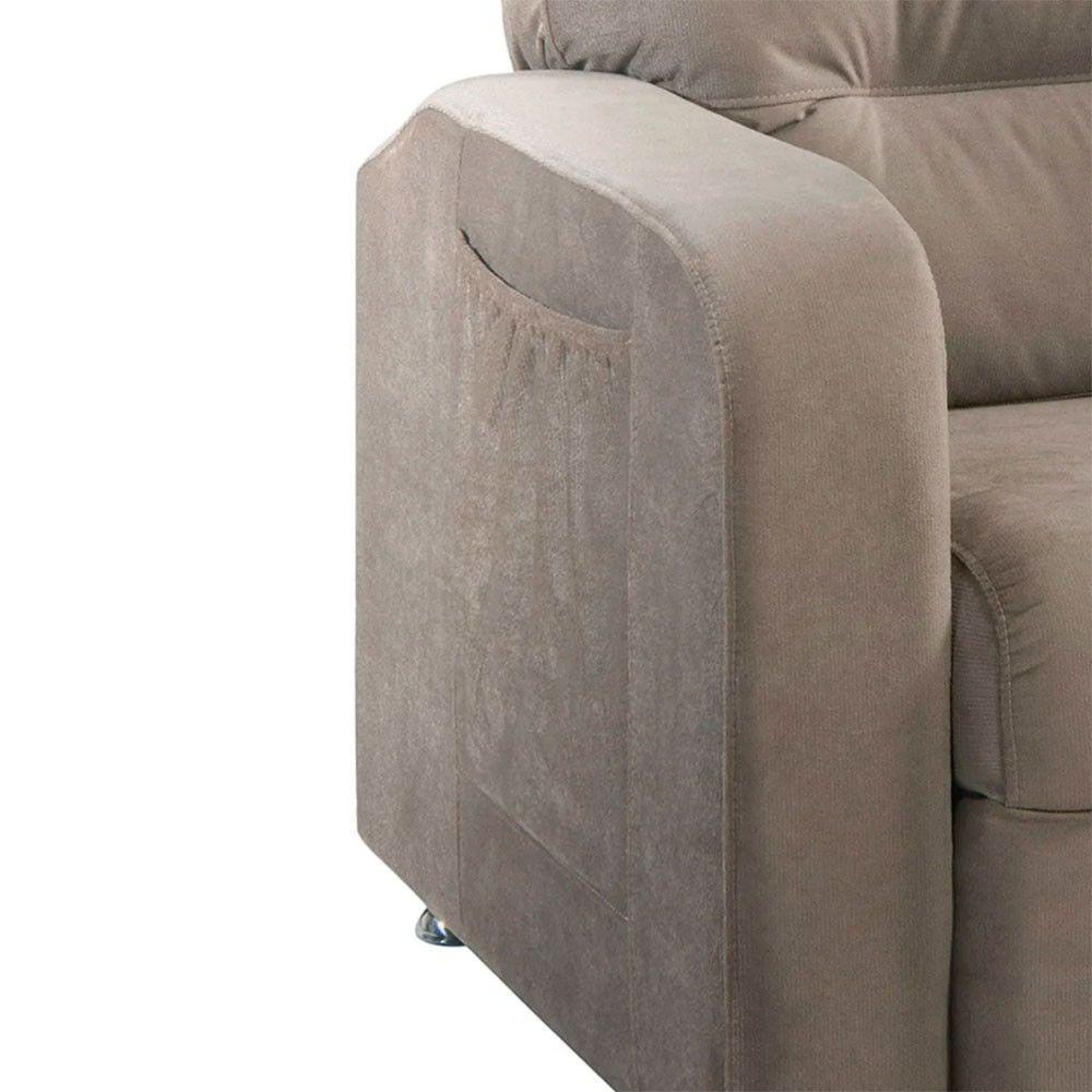 Poltrona Do Papai Reclinável Maldivas Suede Bege Marfim Plus Star Confort Bege Marfim - 7