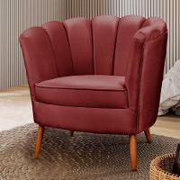 Poltrona Ariel Petala Decorativa Com Pés De Madeira Star Confort Vinho - 2