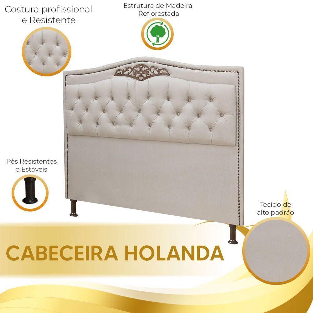 Conjunto Cabeceira E Calçadeira Holanda 1,60 Cm Linho Star Confort Capuccino - 7