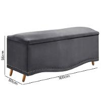 Conjunto Cabeceira E Calçadeira Holanda 1,60 Cm Veludo Star Confort Cinza Chumbo - 7