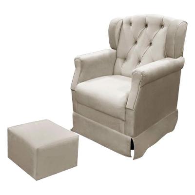 Poltrona De Amamentação Ternura Com Balanço E Puff Suede Bege Star Confort