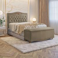 Conjunto Cabeceira E Calçadeira Holanda 1,60 Cm Veludo Star Confort Marrom Castor - 3