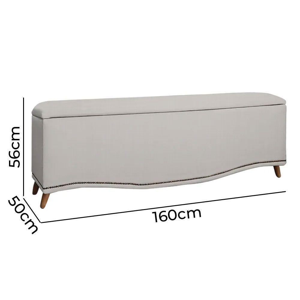 Conjunto Cabeceira E Calçadeira Holanda 1,60 Cm Linho Star Confort Carvalho - 6