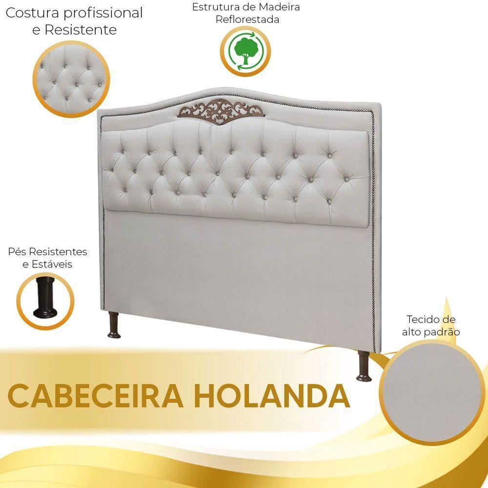 Conjunto Cabeceira E Calçadeira Holanda 1,95 Cm Linho Star Confort Carvalho - 2