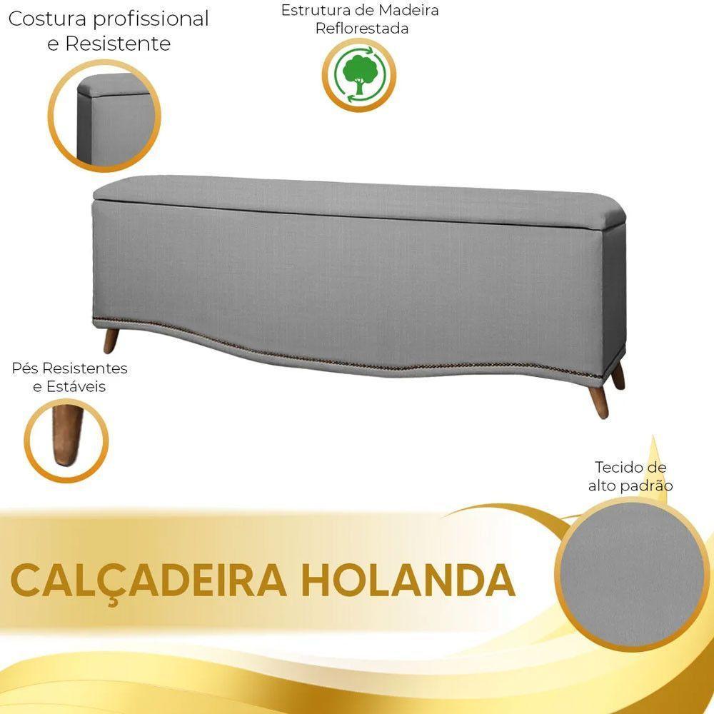 Conjunto Cabeceira E Calçadeira Holanda 1,95 Cm Linho Star Confort Grafite - 5