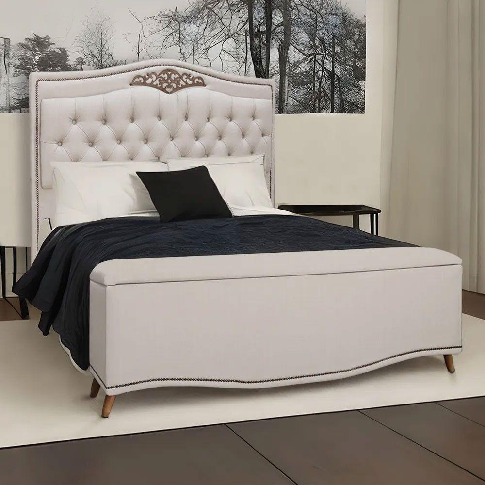 Conjunto Cabeceira E Calçadeira Holanda 1,95 Cm Linho Star Confort Capuccino - 5