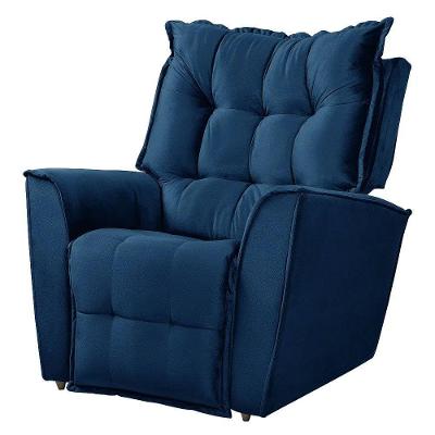 Poltrona Reclinável Carinho Veludo Azul Star Confort