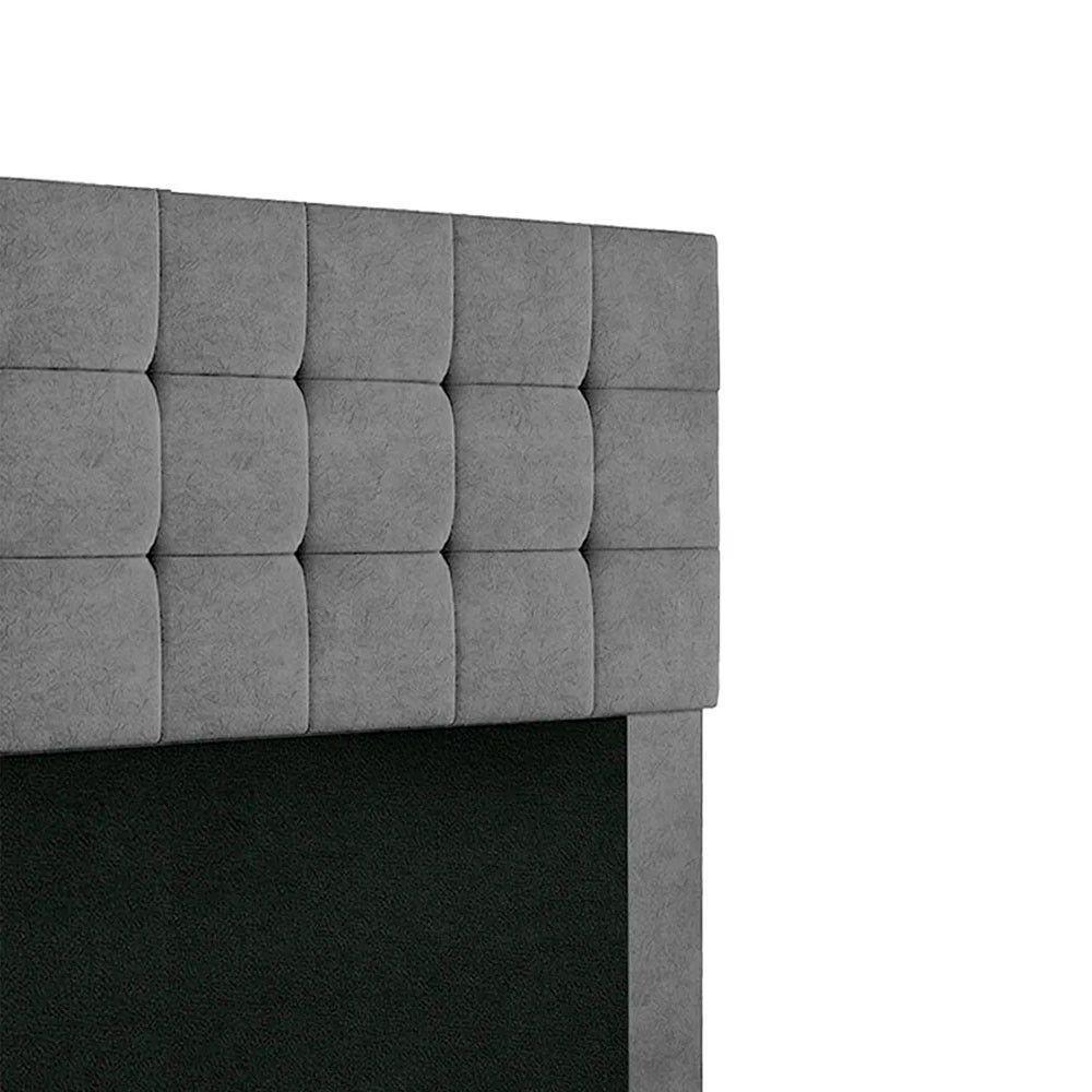 Cabeceira Cama Box Queen 1,60 Estofada Suede Cinza Julia Star Confort Cinza - 3