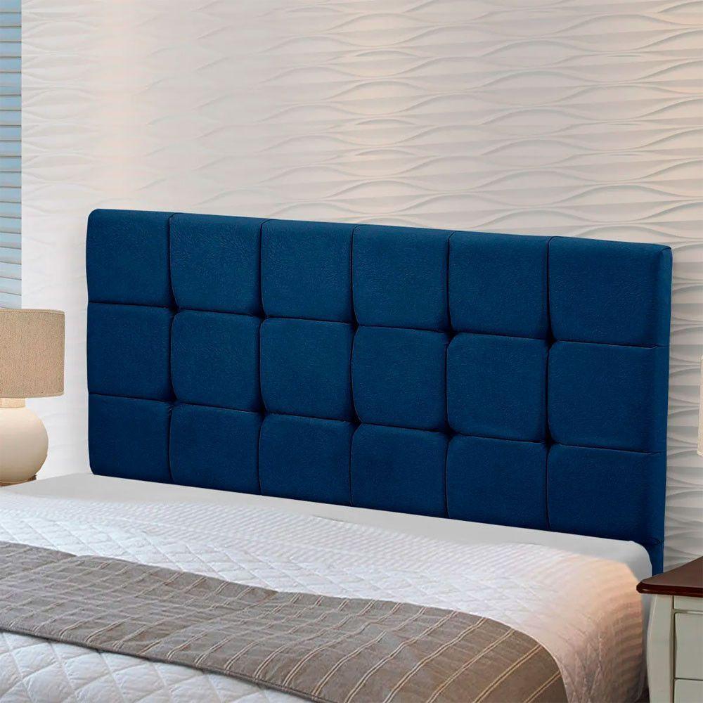 Cabeceira Cama Box Queen 1,60 Estofada Julia Veludo Azul Star Confort Azul - 5