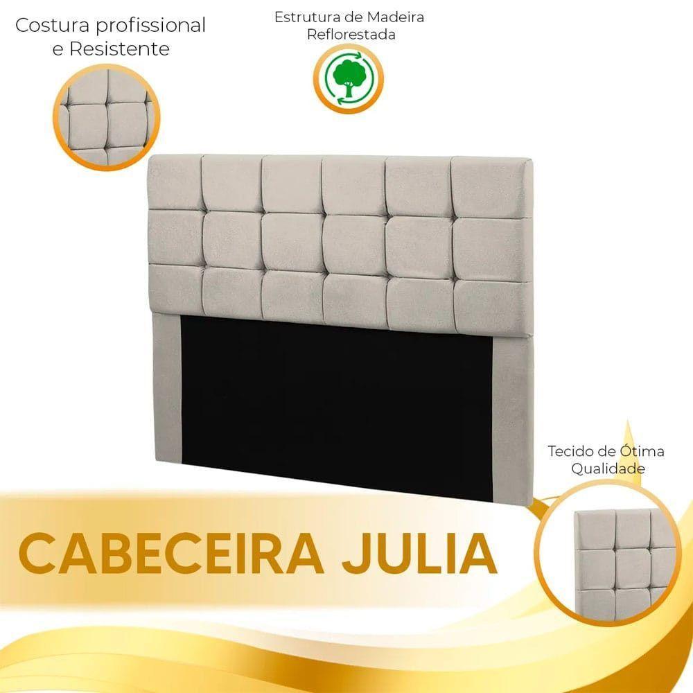 Cabeceira Cama Box Queen 1,60 Estofada Julia Veludo Bege Marfim Star Confort Bege Marfim - 5