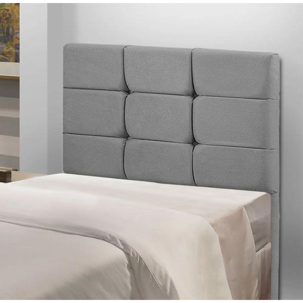 Cabeceira Estofada Cama Box Solteiro 0.90 Julia Veludo Star Confort Cinza Chumbo - 2