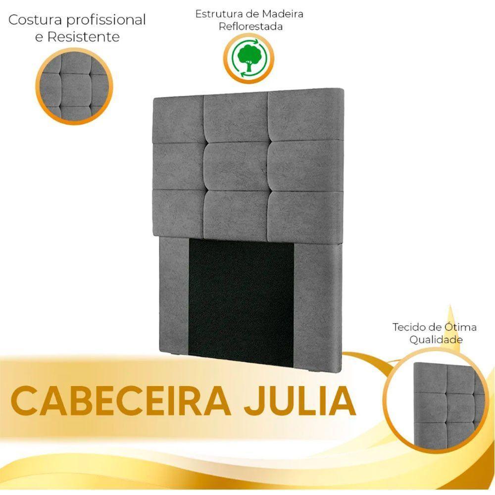 Cabeceira Estofada Cama Box Solteiro 0.90 Julia Suede Star Confort Chumbo - 3