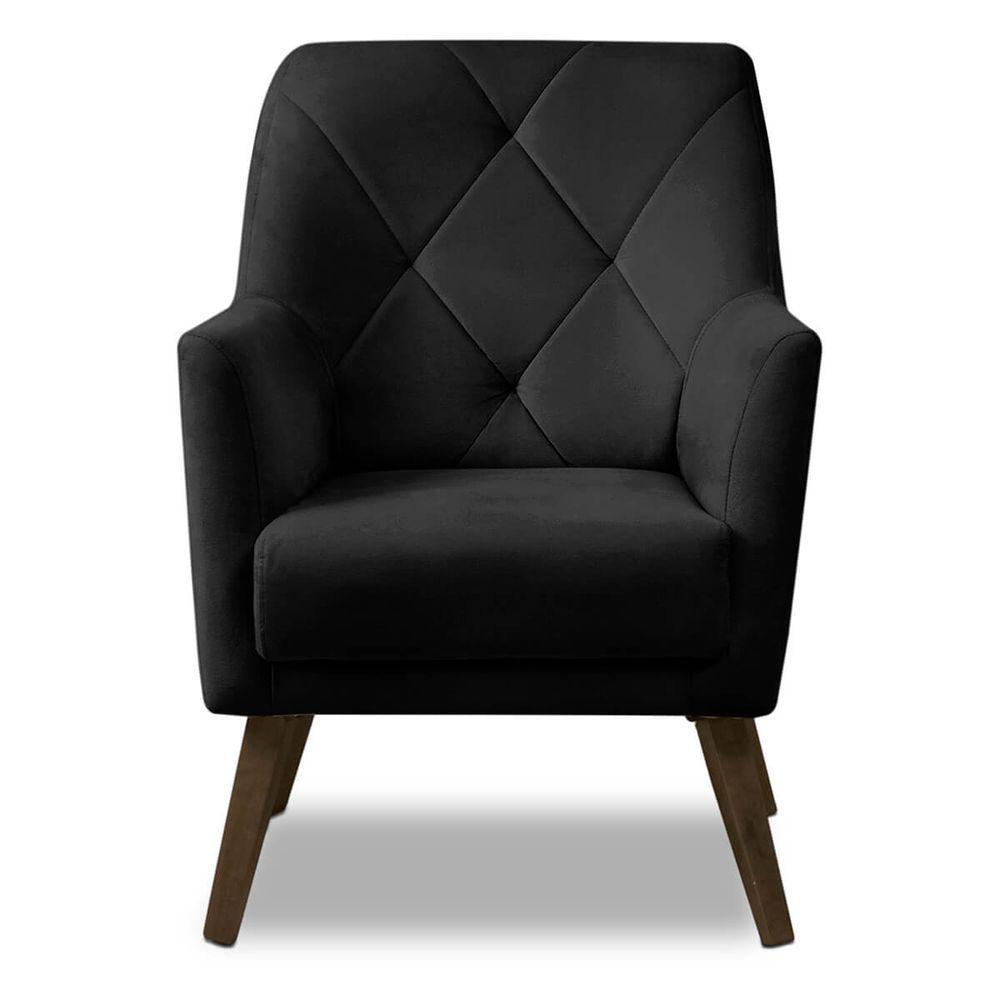 Poltrona Decorativa Retrô Recepção Magali Veludo Preto Lansofbr - 5