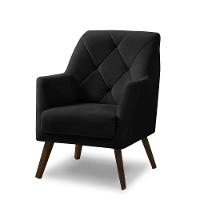 Poltrona Decorativa Retrô Recepção Magali Veludo Preto Lansofbr - 1
