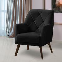 Poltrona Decorativa Retrô Recepção Magali Veludo Preto Lansofbr - 7