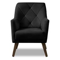 Poltrona Decorativa Retrô Recepção Magali Veludo Preto Lansofbr - 9