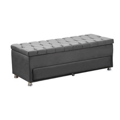 Calçadeira Sapateira Baú Munique 160cm De Largura Veludo Star Confort Cinza Chumbo