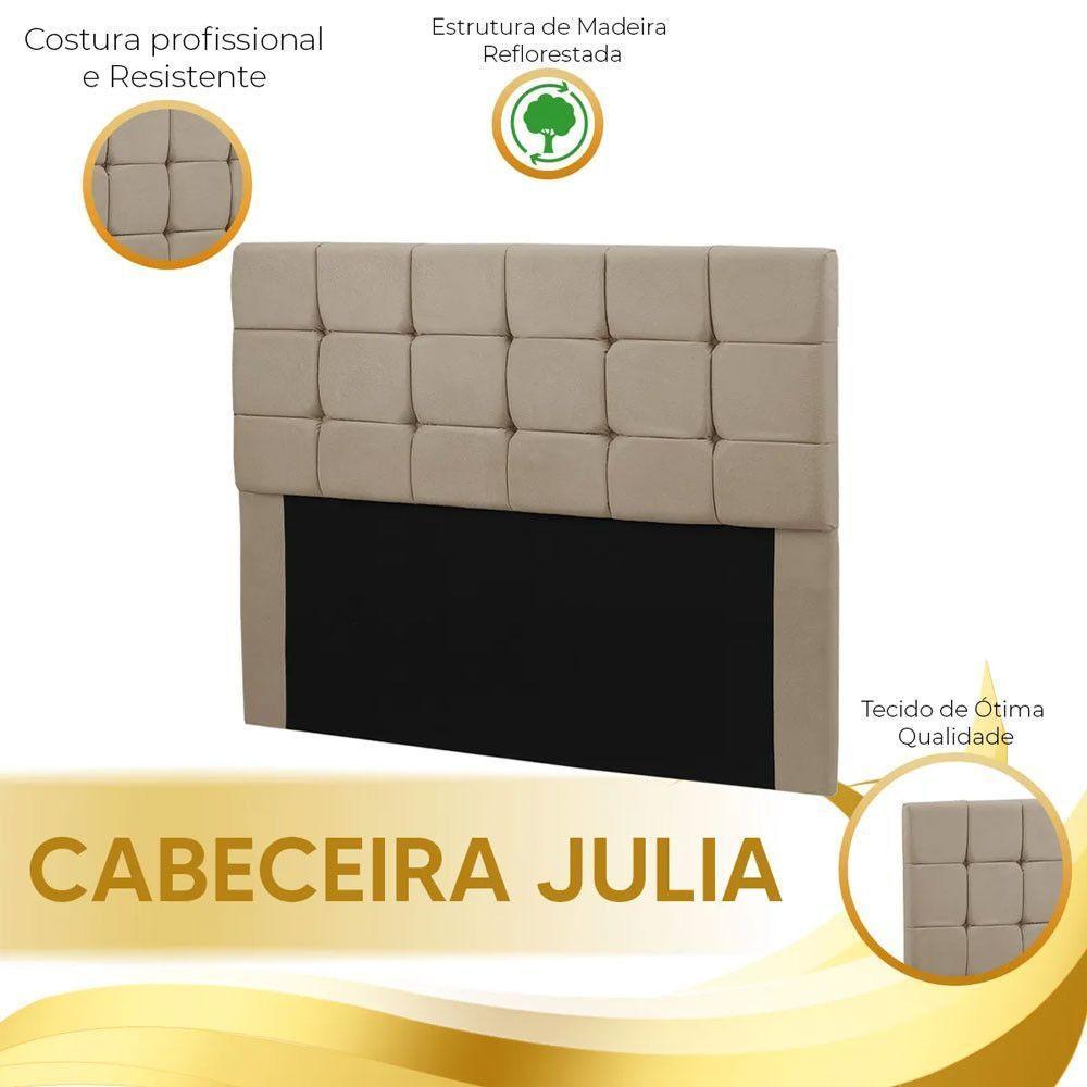 Cabeceira Julia Cama Box Casal 140cm Estofada Suede Bege Star Confort Bege - 5
